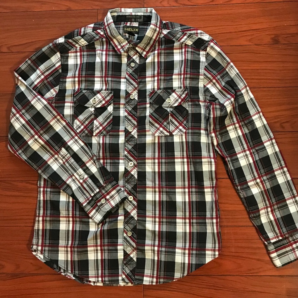 Helix Athletic fit plaid button down
